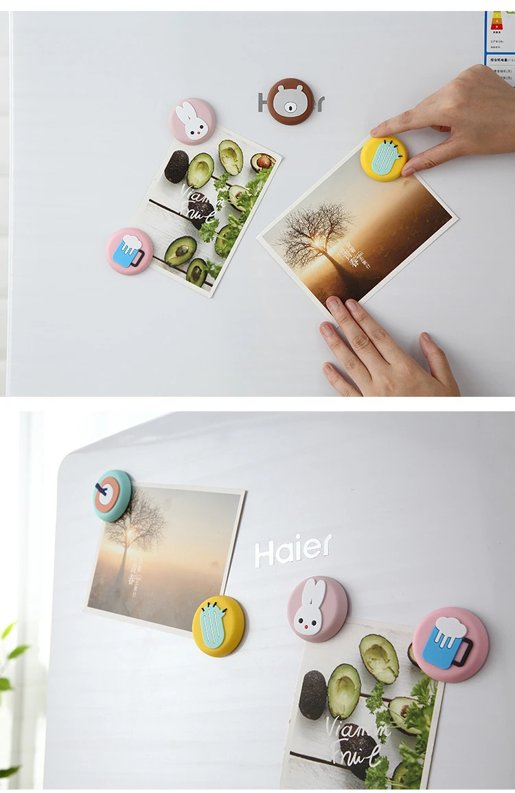 Креативный Магнитный мультяшный милый круглый стерео силиконовый магнит на