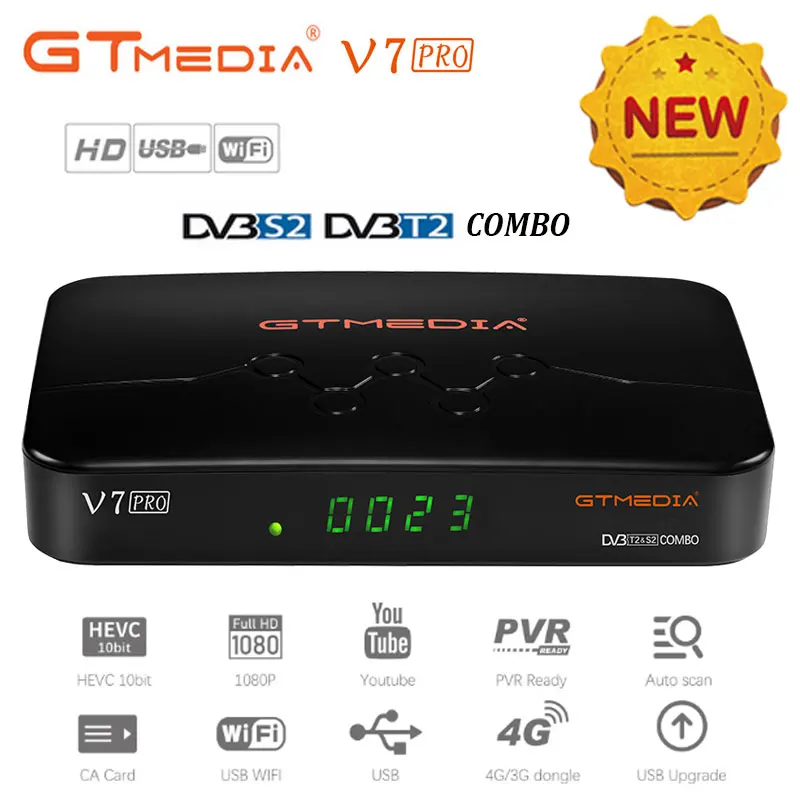 GTMEDIA V7 PRO DVB S/S2/S2X + T/T2 поддержка разъема для карт CA и множества комнатных YouTube с Wi Fi