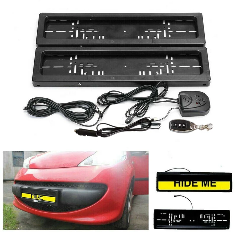 

2Pcs License Plate Frame Roller Shutter Electric Remote Control License Plate Holder for European Standard Vehicles