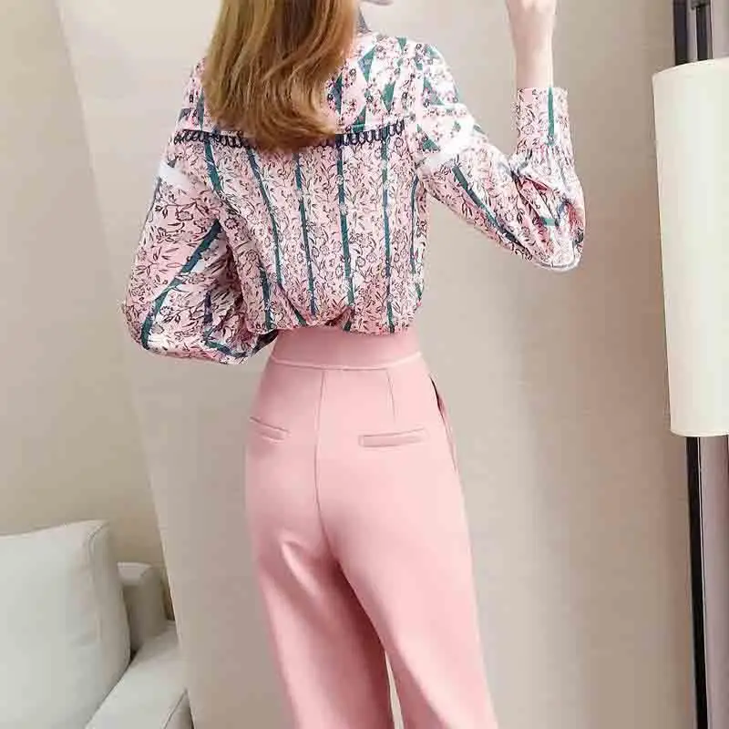 

Peter Pan Collar 2 Piece Set Women Pant And Top Womens Office Sets Two Piece Outfits Ensemble Femme Deux Pieces Women's Suit