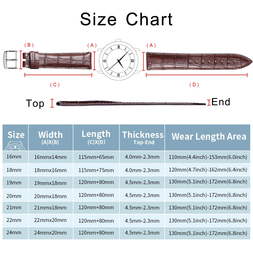

iStrap Genuine Leather Watch Band Strap for Watchband 12 13 14 15 16 18 19 20 21 22 24 mm Watch Wristband Bracelet