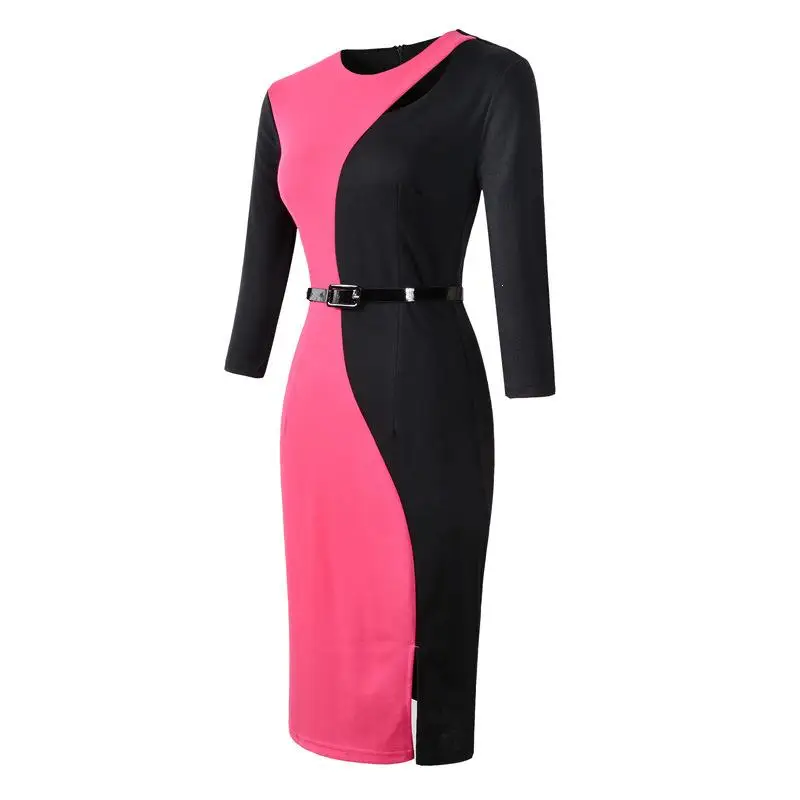 Женское элегантное платье с разрезом винтажное офисное карандаш в