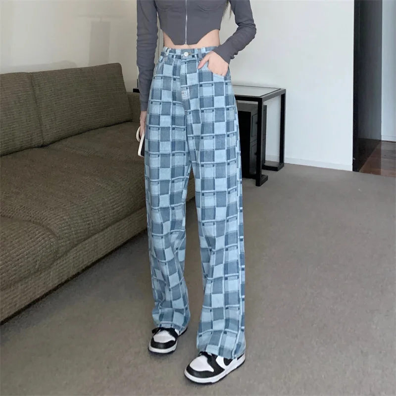 

New Slimming Street Plaid Straight