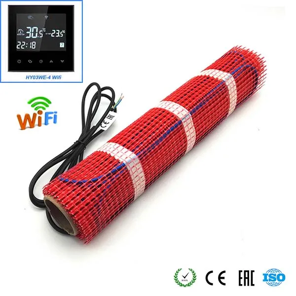 With HY03WE-4 Wi-Fi Minco Heat 20 м x 50 см электрическая напольная плитка с подогревом, Wi-Fi термостат для подогрева пола теплая подстилка - Цвет: With HY03WE-4 Wi-Fi