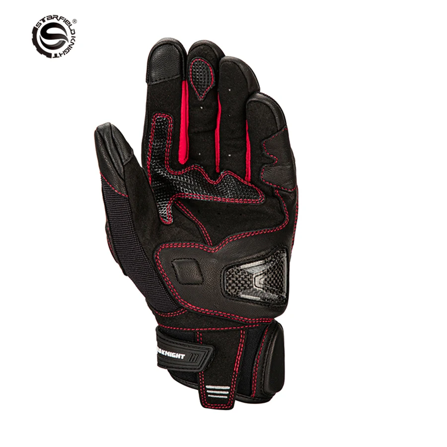 

Motorcycle carbon fiber leather protective gloves non-slip reflective touch screen autumn summer