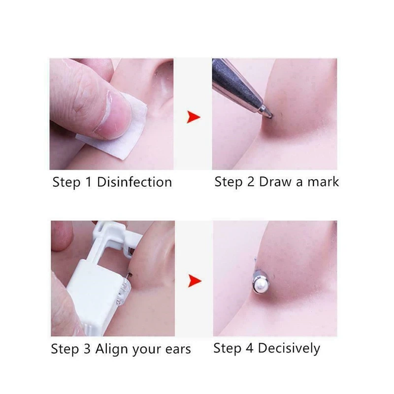 1 Unit Disposable Safe Sterile Piercing for Gem Nose Studs Gun Piercer Tool Machine Kit Earring Stud Body Jewelry | Украшения и