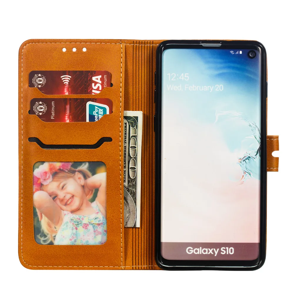 Кожаный чехол для Samsung S10 Galaxy S6 S7 Edge S8 S9 Plus S10E кошелек с откидной крышкой и надписью