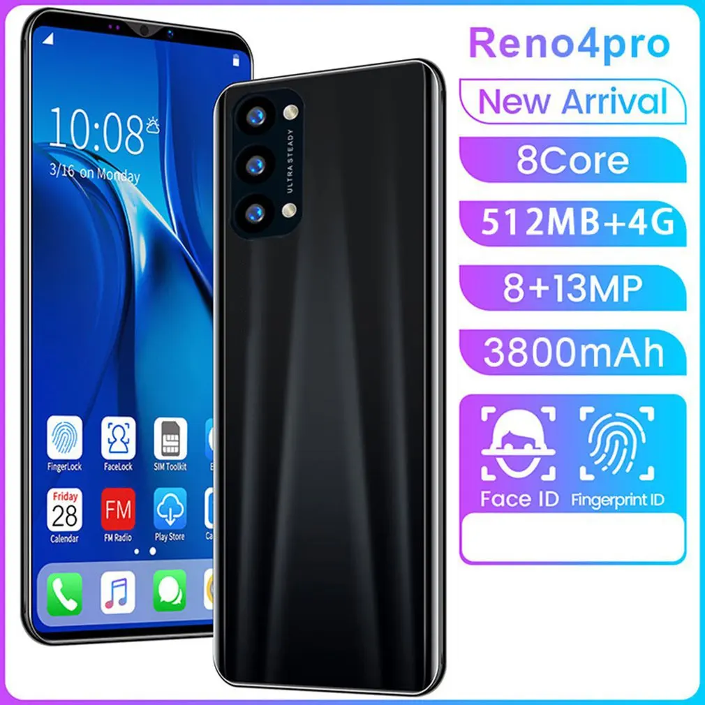 

Reno4 Pro Smartphone 5.8 Inch Smartphone 512M+4G 3D Glass Plated Back Cover High Definition Rear Camera