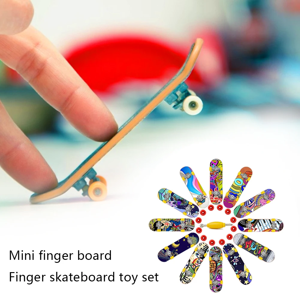 12PCS/Set Finger Board Tech Alloy Skate Boarding Toys Truck Mini Skateboards Alloy Stent Party Favors Toy Kid's Birthday Gifts images - 6
