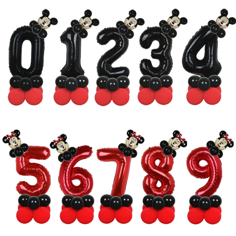 

14 шт. Disney Микки и Минни Маус Мышь Фольга воздушные шары 32 дюймов номер День рождения воздушные шары на день рождения для детей украшения детс...