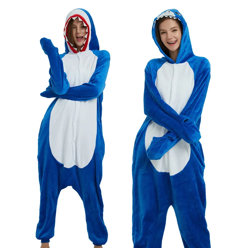 

Взрослая Пижама-комбинезон в виде акулы, кошки, медведя, панды, Женский костюм для Хэллоуина и вечеринки