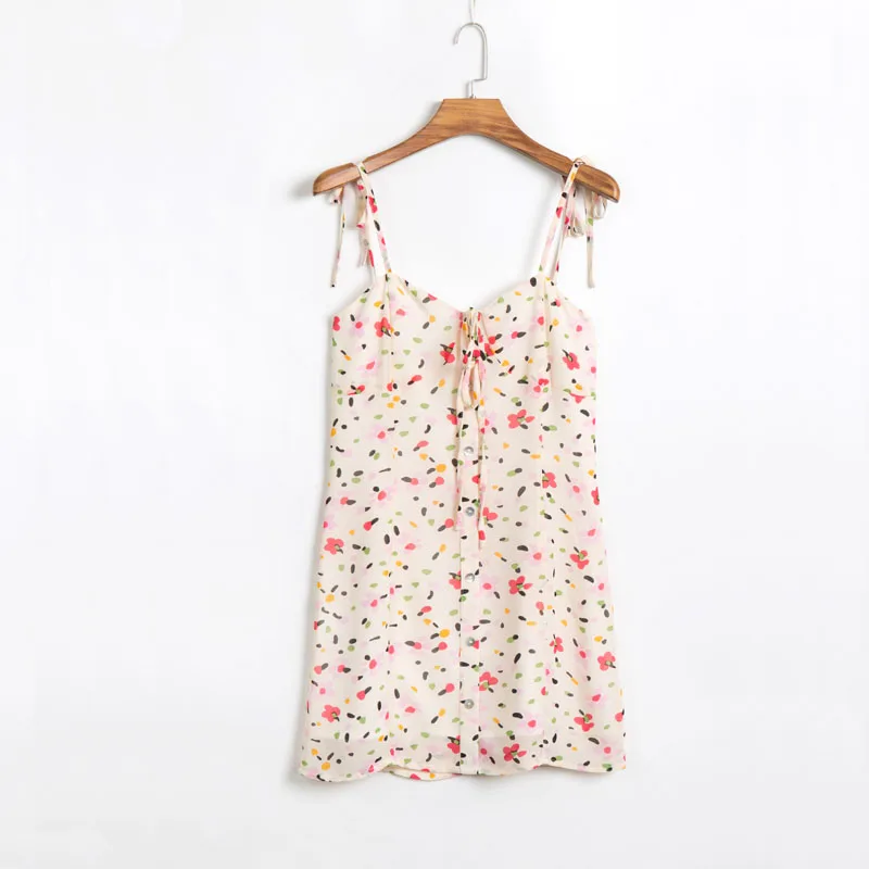 Женское повседневное летнее платье с цветочным принтом и бантом | Женская одежда