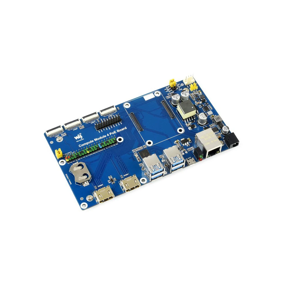 Raspberry Pi Compute Module 4 IO Board With PoE Feature, For All Variants Of CM4, Gigabit Ethernet RJ45 with PoE support