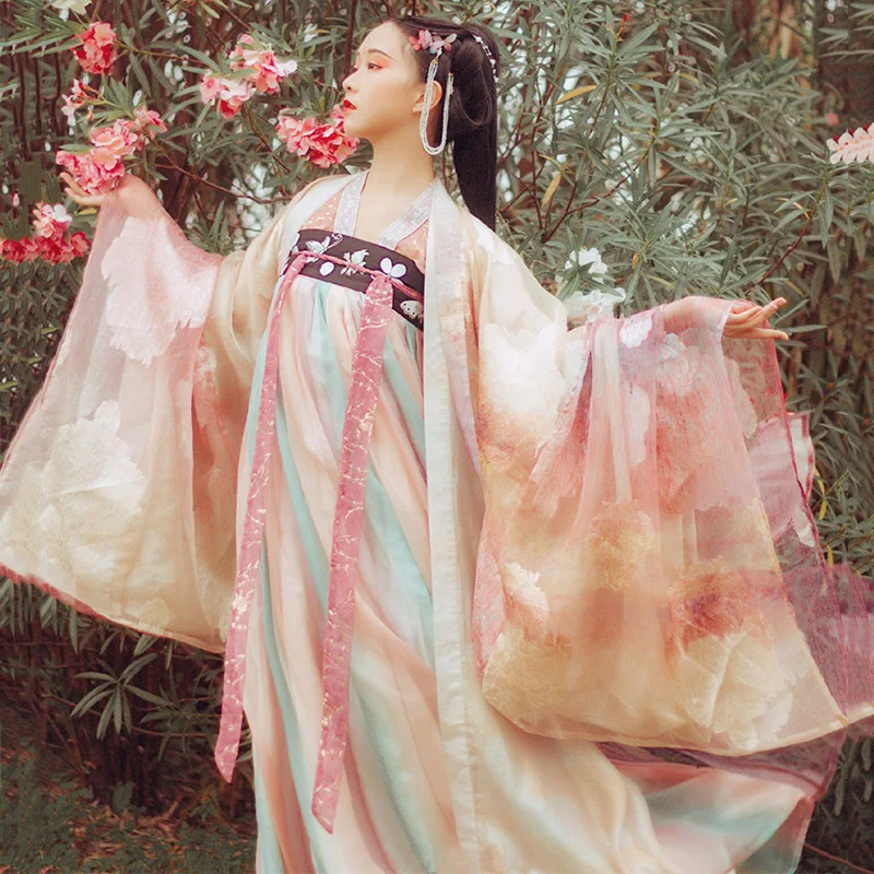 

Traditional Hanfu Women Classical Dance Costume Folk Fairy Dress Chinese Nation Festival Outfit Rave Performance Clothes DF1325