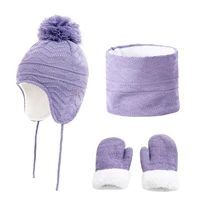 winter baby girls hat scarf gloves set warm children pompom hat scarf knitted winter hat for kids boys girls hat baby accessorie