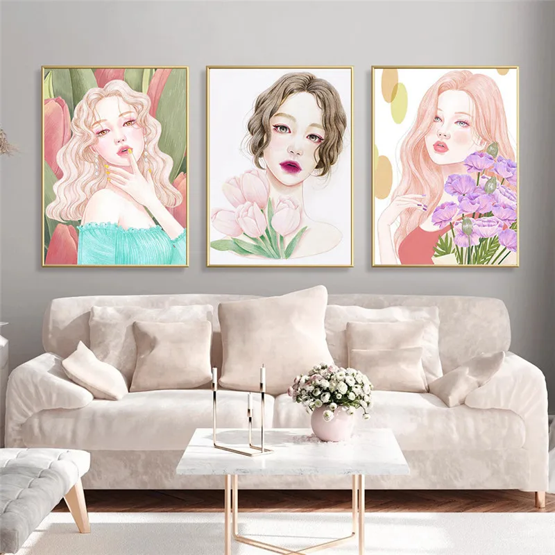 Модные женские постеры ручная роспись художественные принты элегантные фигуры