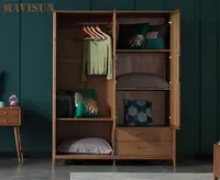 European Wardrobe Sliding Door Combination Solid Wood Overall Wardrobe Household Modern Minimalist Bedroom Storage Cabinet