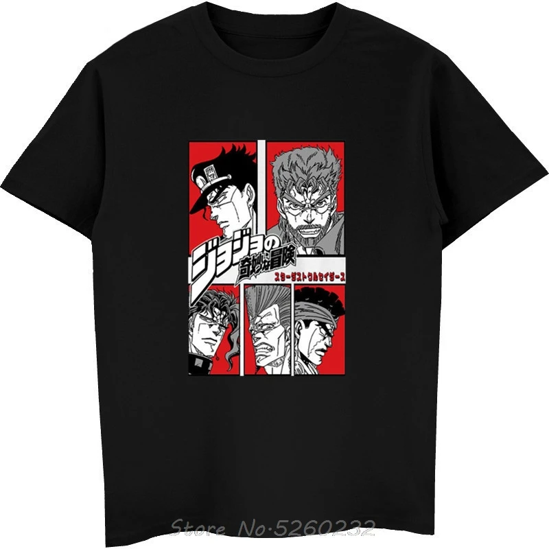 Модная футболка с круглым вырезом Мужская рубашка из натурального хлопка Jojo bizare