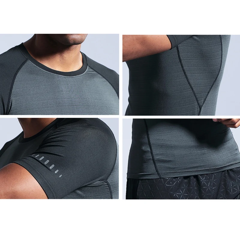 Мужская компрессионная футболка с коротким рукавом для тренажерного зала