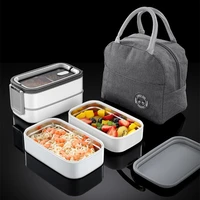 304 stainless insulated lunch box sealed 2 layer compartment lunch box portable insulation bag anti scalding instant noodle bowl