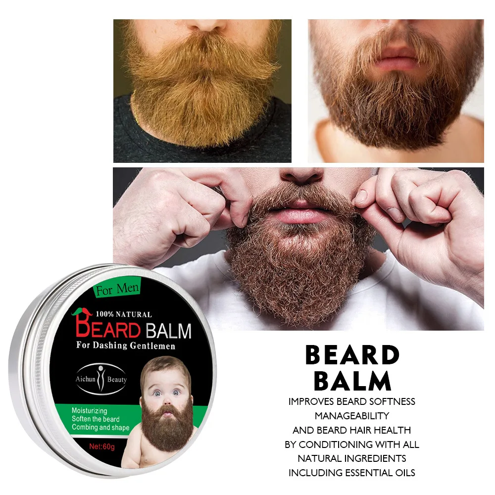 

20PCS 60g Beard Blam Natural Men Growth Beard Oil Organic Wax Balm Avoid Beard Hair Loss Beard Hair Growth Oil Moisturizing