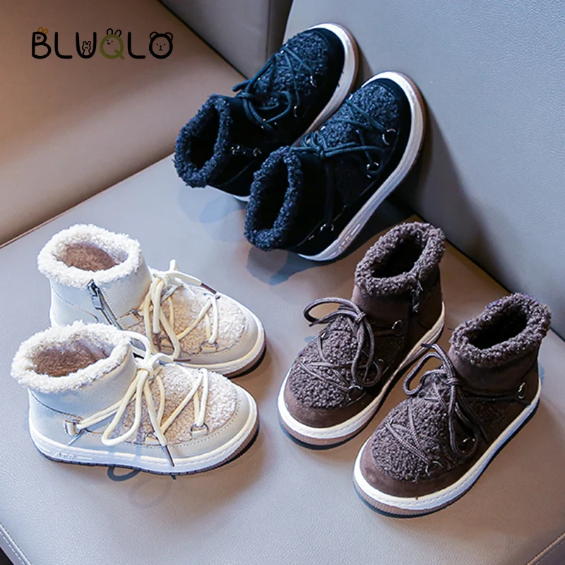 Новинка зимы 2021 теплые ботинки для девочек на мягкой нескользящей подошве модные