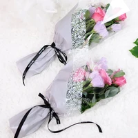 50pcslot rose flower wrapping bags transparent flower bouquet wrapping paper plastic opp bag floral packaging bag wedding deco