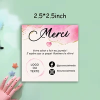 custom modern packaging insert card mini pink gold thank you for your order small business insert card social media card