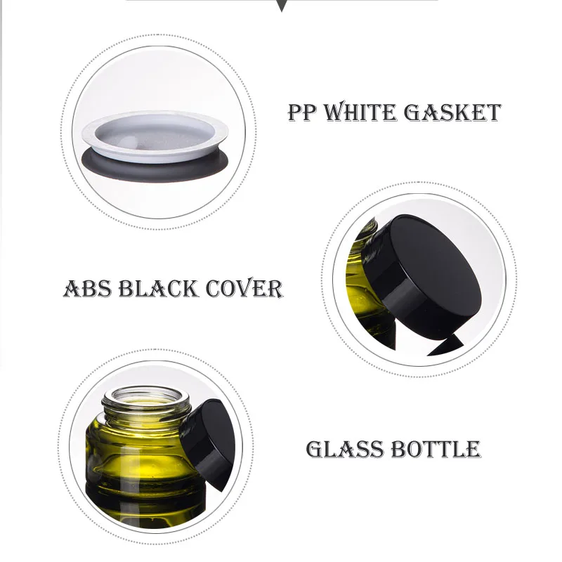 5 шт. 15 г/30 г/50 г пустой зеленый стеклянный многоразовый бутылки кувшин для