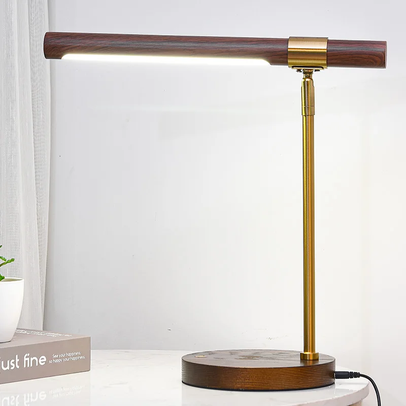 Винтажная настольная лампа Banker с деревянной основой из березы и беспроводным