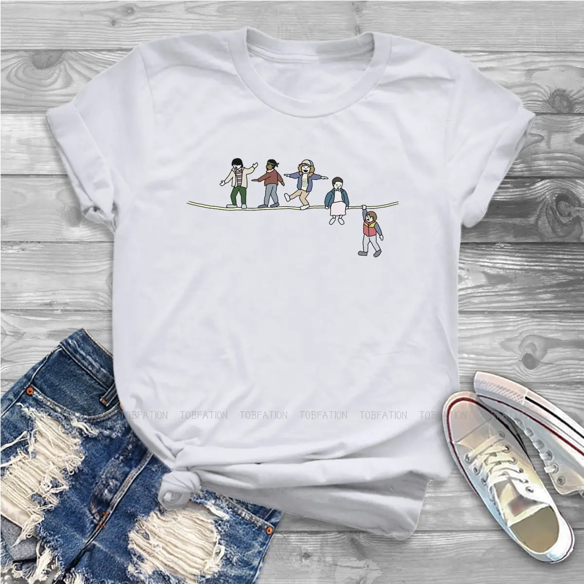 

The Acrobats and the Fleas Women Clothing Stranger Things Graphic Print Female Tshirts Loose Tops Tee Kawaii Girls Streetwear