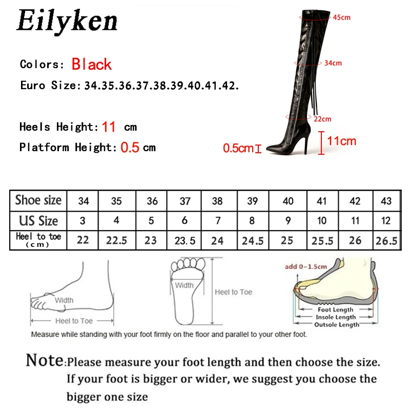 Eilyken New Fashion Women Over The Knee Boots High Heels Shoes Sexy Pointed Toe Zipper Winter Long Botas De Mujer images - 6