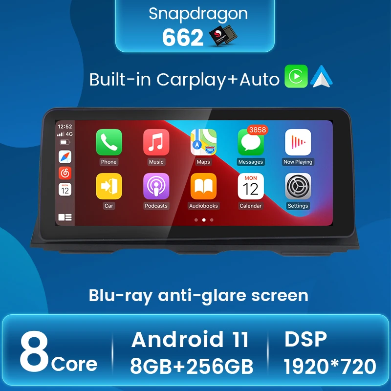 

Восьмиядерный процессор Qualcomm Snapdragon 662, 8 ГБ + 126 ГБ, Android 11, автомобильный DVD-плеер с GPS для BMW 5 серии F07 GT, Автомобильное видео-радио, мультимедиа ...