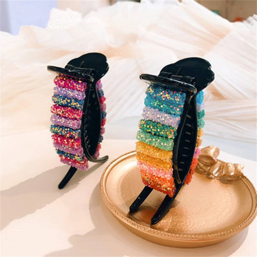 Корейские радужные крабы для волос большие заколки хвоста в пучок карамельных