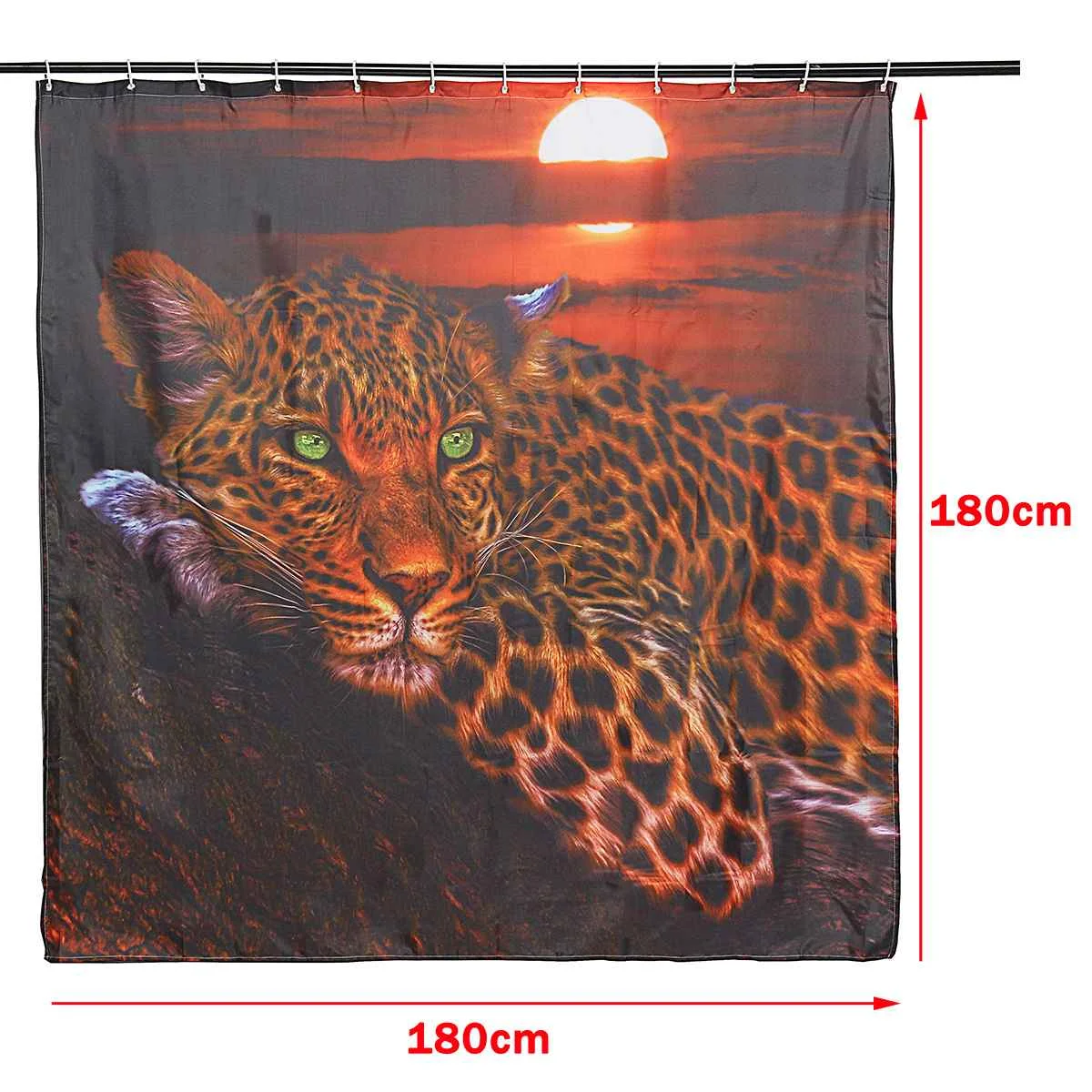 

Sunset Leopard Flower Cheetah Fantasy 180x180cm 1Pc/3PcsW/12 Hooks Bathroom Shower Curtain Toilet Mat Lid Rug Curtain Sets