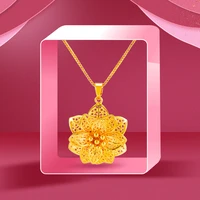 2020 new women 24k gold necklace chrysanthemum sunflower pendant necklace for women men gifts with 45cm box chain