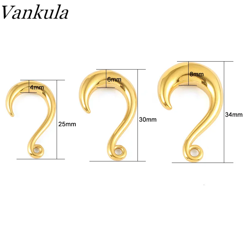 Vankula 316L Нержавеющая сталь затычка для ушей туннели тела пирсинг, ушные измерительные приборы расширитель камень ухо весов пара продажи