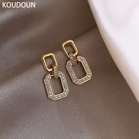 koudoun exquisite luxury micro inlaid zircon geometric square earrings for women jewelry earring party girls unusual earring