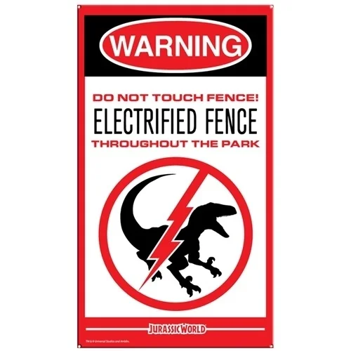 

Tin Sign - Jurassic World - Raptor Fence Medium Metal Plate New 408881