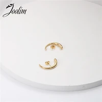 joolim high quality pvd gold finish ox horn stainless steel stud earring tarnish free gold jewelry