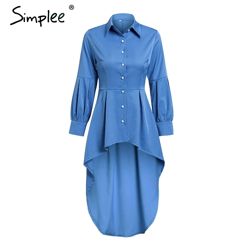 Simplee сексуальная Длинная блуза на пуговицах женская рубашка с отложным