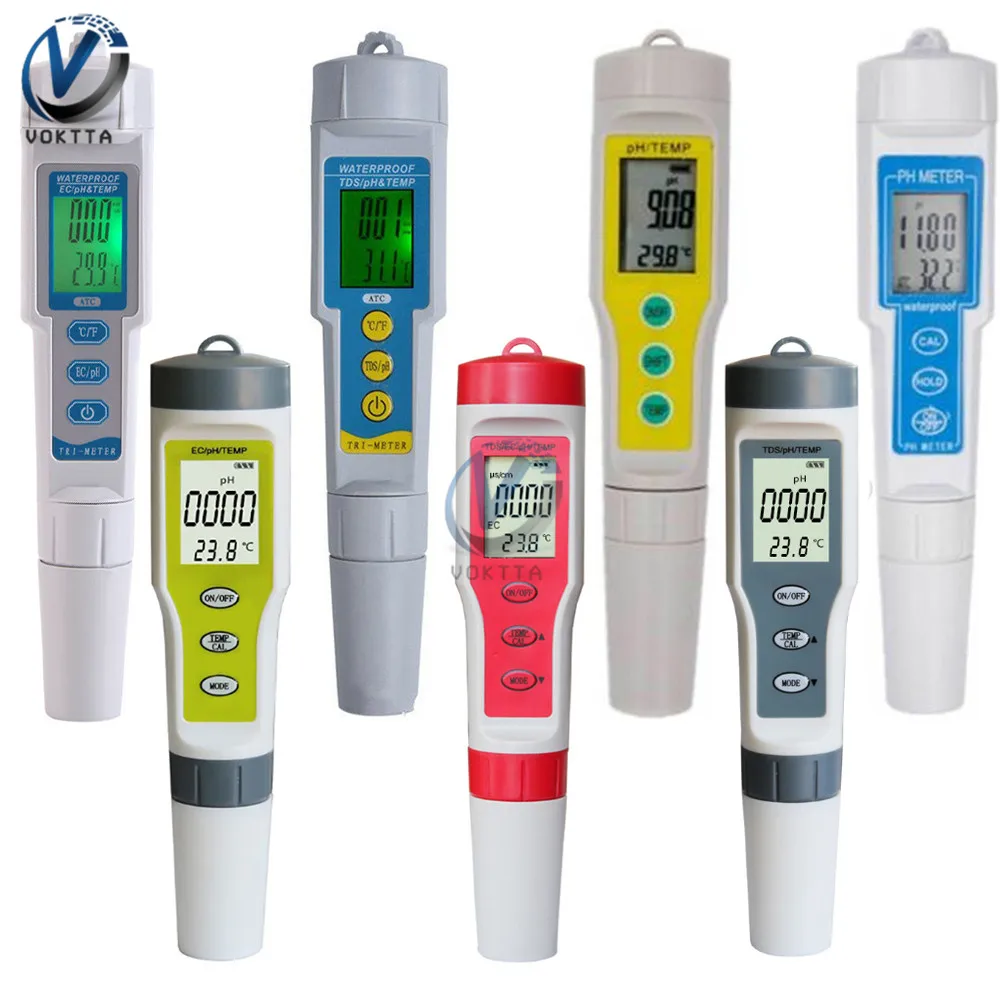 

PH TDS EC TEMP Temperature Meter Digital LCD Water Quality Monitor Tester with Backlight for Pools Drinking Water Aquariums