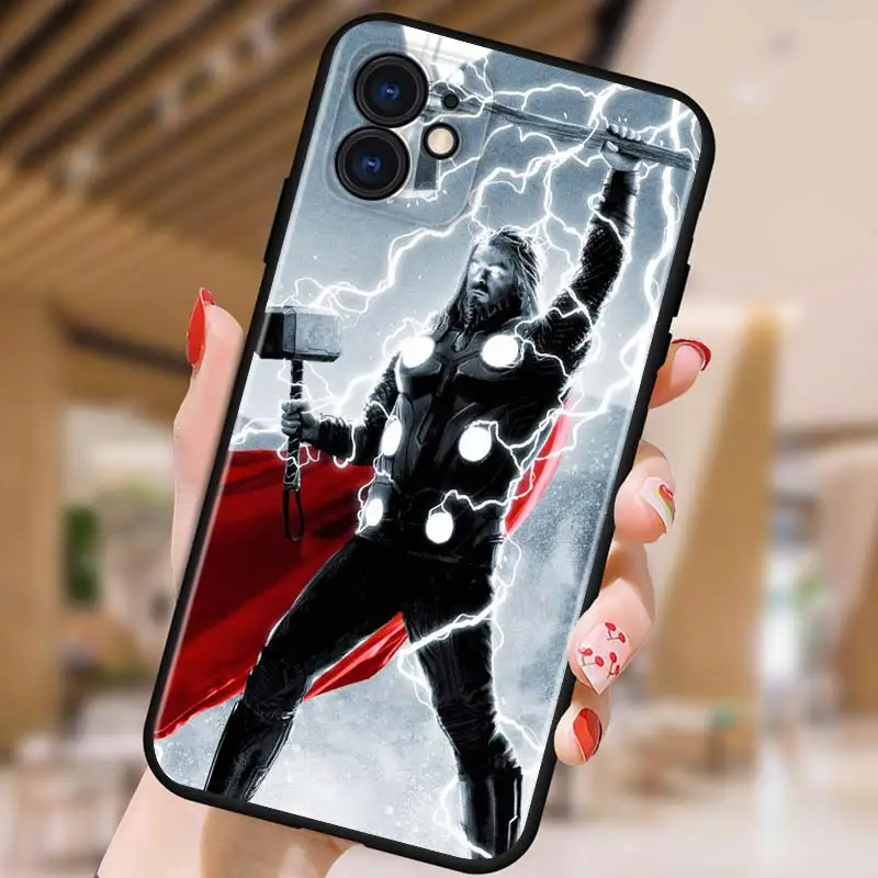 

Thor marvel hero for Apple iPhone 12 Pro Max Mini 11 Pro XS Max X XR 6S 6 7 8 Plus 5S SE2020 Soft Black Phone Case