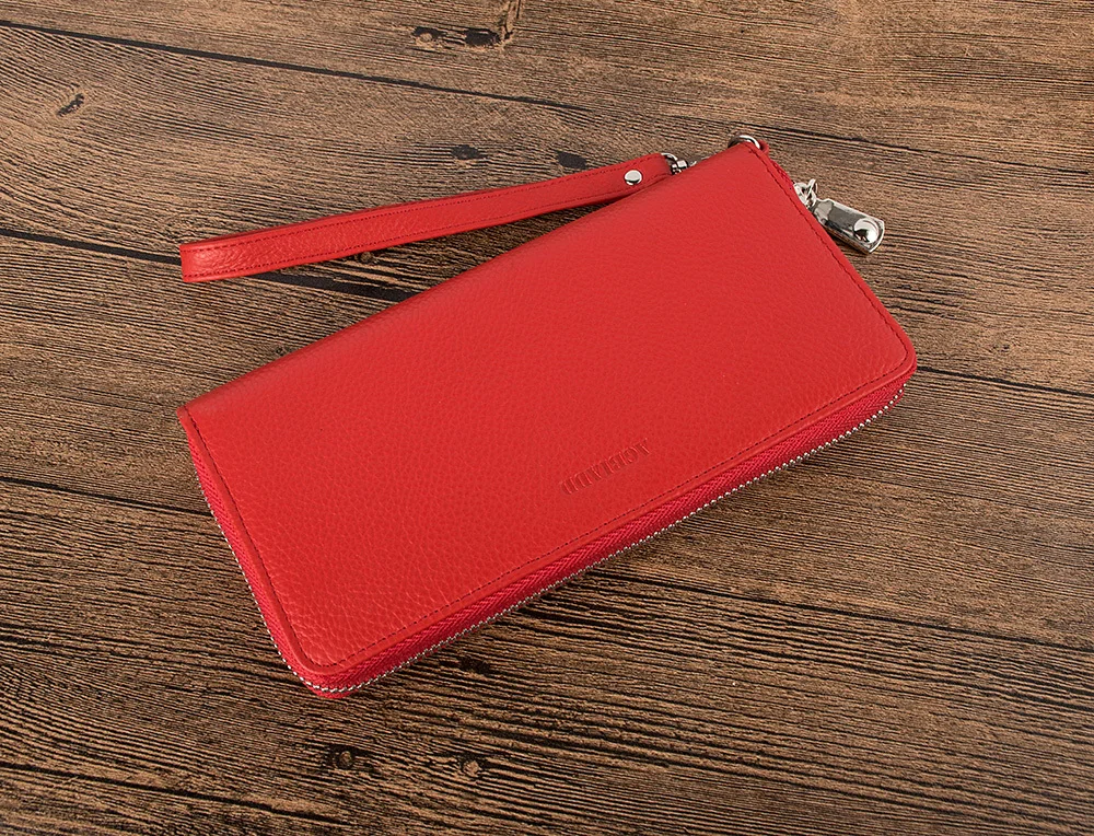 Genuine Leather Women Wallet Female Long Clutch Lady Walet SS593-55 Zipper Purse Strap Coin Purse