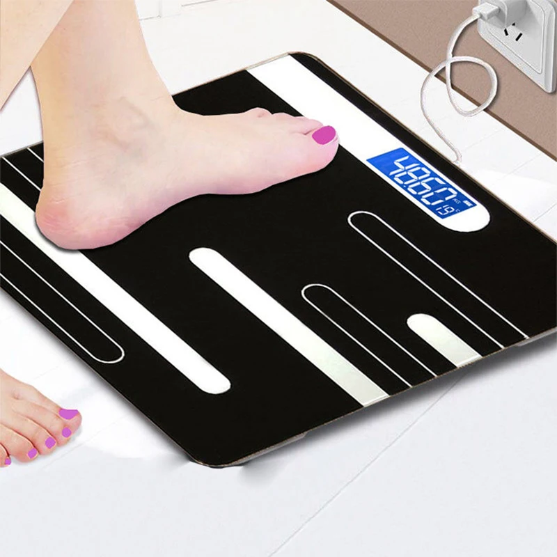 Напольные электронные весы для ванной комнаты стеклянные умные с аккумулятором