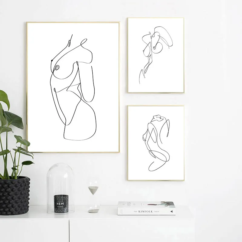 Плакат на холсте с изображением женщины абстрактный Рисунок в минималистском