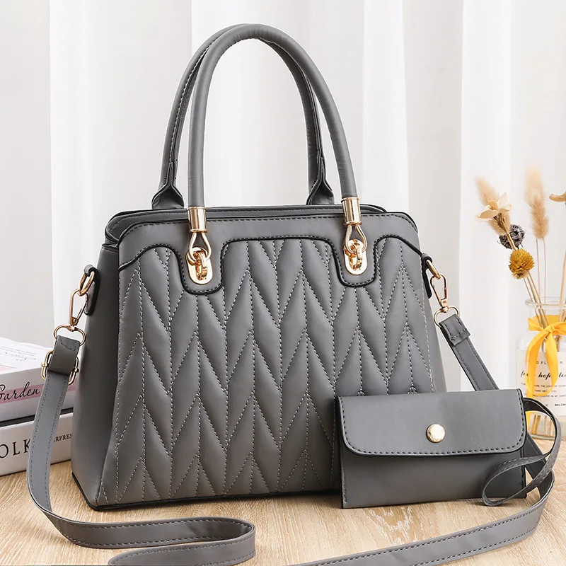 

Large Capacity Retro 2021 New Ladies Purse 2 Bag Set Bag Luxury Women Vintage Shoulder Bag New Ladies Bag PU Woman Handbag