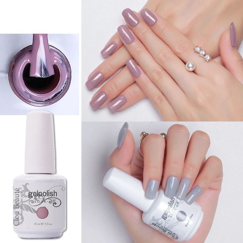 Гель лак для ногтей Clou Beaute телесный розовый красный 8 мл 85 цветов Полупостоянный