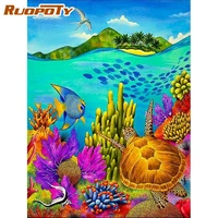 ruopoty acrylic painting by numbers for adults with frame seabed animals landscape wall art picture by numbers for diy gift