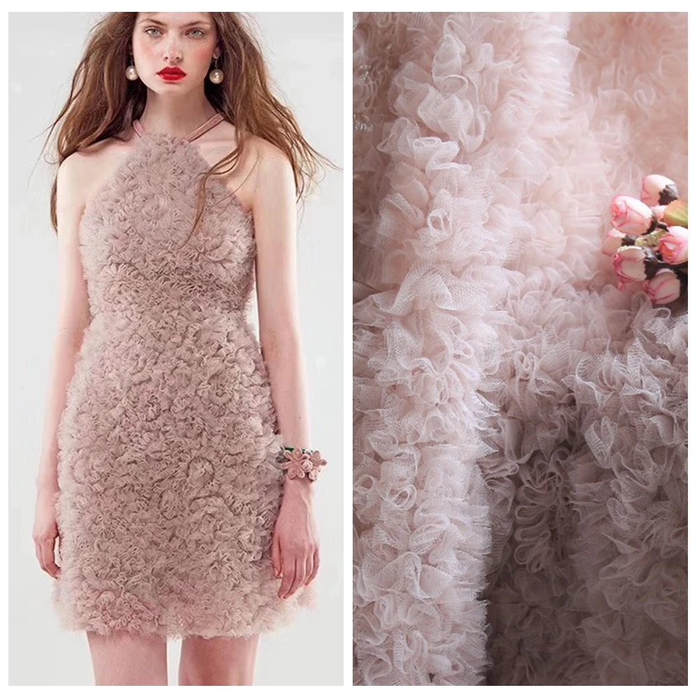 Скидка Белый/телесный розовый/винный Раффлед faric шифонное кружево с розочкой